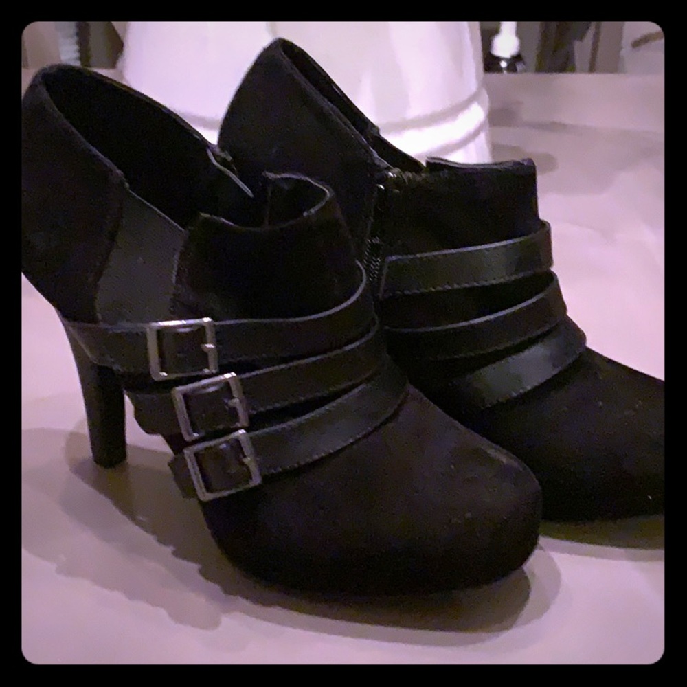 Fergalicious black suede ankle booties
